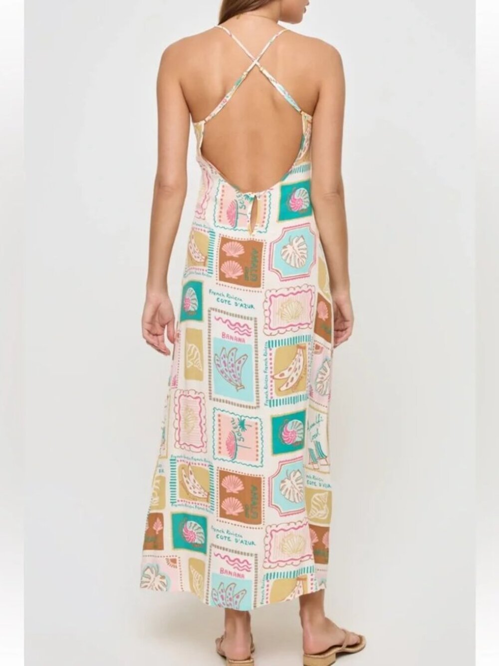 L*Space Summer Somewhere Print Slipdress - Postcards Sz: M - Picture 2 of 13
